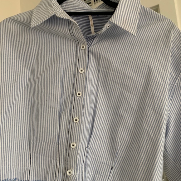 Free people pin stripe cut off button up - Picture 2 of 9